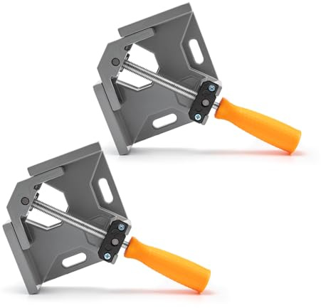 2 Piezas Sargento Escuadra,Abrazadera de Ángulo Recto de 90°,Carpintería Presilla con Mandíbula Oscilante Ajustable,Clip de Esquina de Solo Mango para Carpintería, Ingeniería, Soldadura