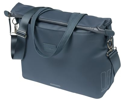 Basil Manhattan cykelhandväska – 12 l, marinblå, vattentät, tillverkad av återvunnen polyester (IPX3), perfekt för pendling och vardag