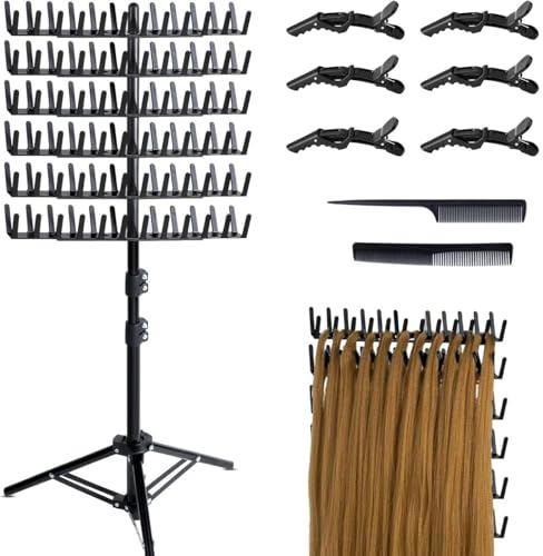 Adjustable Braiding Hair Rack, Wig Stand with 144 Pegs