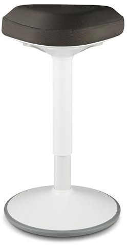 standup.Today Wackelhocker Elmo (Weiß/Dunkelgrau) – Sitzhocker höhenverstellbar 55-80 cm – Ergonomischer Hocker für Büro & Zuhause – Bürohocker mit Schwingeffekt – Schreibtischhocker