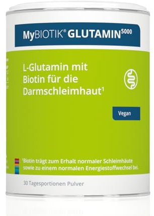 MyBIOTIK®GLUTAMIN5000 I made by nutrimmun I Für 30 Tage I Hochdosiert I 5g L-Glutamin I Biotin I Pulver I Ohne Zusatzstoffe I Vegan I Glutenfrei I Laktosefrei I Laborgeprüft