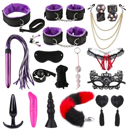 Bõndägë Set Kit BDSM Giocattoli sessuali Per Coppie Manette Morsetti per capezzoli Frusta Sculacciata Sesso Plug anale in metallo Vibratore Letto Bondage Set