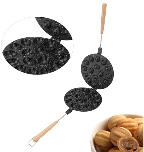 Stampo per biscotti in noce, 16 fori antiaderente, stampo Oreshki in lega di alluminio, macchina per biscotti Oreshki in lega di alluminio, macchina per noci, noci, padella per colazione (stile 1)