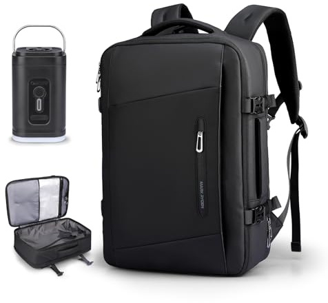 MARKETRON 35L Vacuum Compression Travel Backpack with Built-in Air Pump & Side Water Bottle Pocket | Lightweight Laptop Bag for Business, College, Camping | Expandable Airpack Design Saves Space
