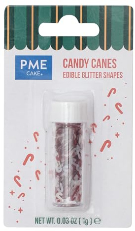 PME Cake Paillettes Comestibles de Noël | Formes Sucre d’Orge (1g) | Décorations Scintillantes pour Cupcakes, Biscuits et Pâtisseries d’Hiver