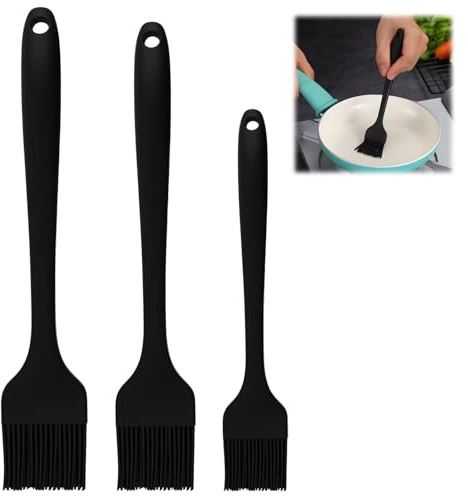 Set Di 3 Pennelli Da Pasticceria in Silicone, Pennelli Da Cucina in Silicone Alimentare Senza Bpa, Pennelli per Griglia per Barbecue, Cottura Al Forno, Cottura, Marinatura, Lavabili in Lavastoviglie