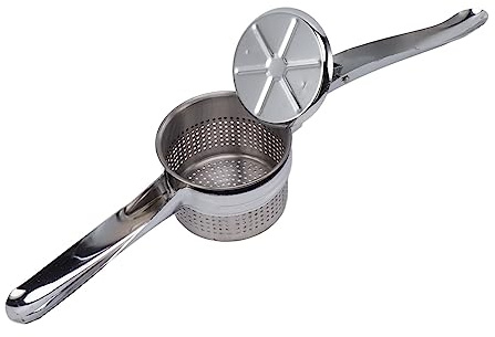 SPYMINNPOO Potatispressare, Manuell Matpresspress i Rostfritt Stål för Potatismos och Pommes Frites, Lätt Ergonomiskt Handtag och Kompakt Design