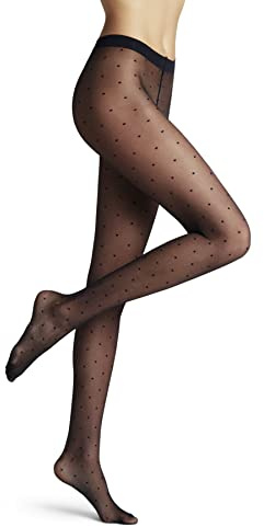 FALKE Dot 15 Den W Ti Trasparenti Velati Fantasia, Collant Donna, Blu Marine 6179, S-M