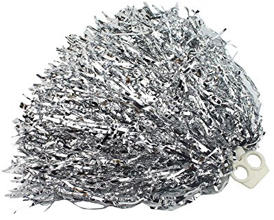 2PCS 11.8'' Cheerleading Cheerleader Ring Pom Poms Accesorios Fiesta Deportiva Baile Fiesta los Deportes Pompoms Cheer Pom para Colleage Team Spirit Eventos empresariales (Plata)
