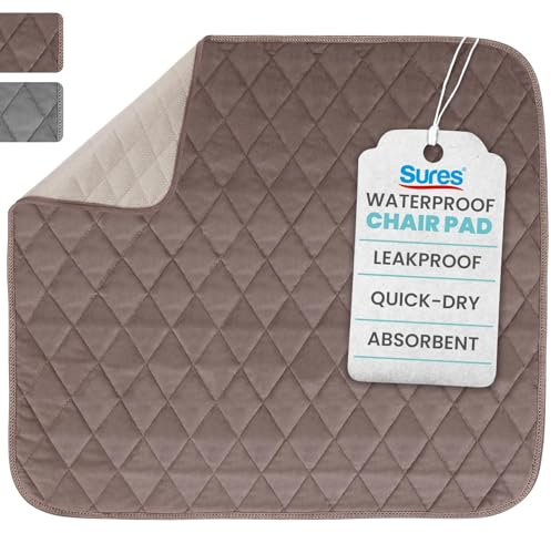 Sures Waterproof Chair Pads for Incontinence - Washable, Reusable, Chair Pads, Seat Cover - Waterproof Protector for Recliners, Men, Women and Pets, Leakproof Lining for Spills, Urine and Fluids