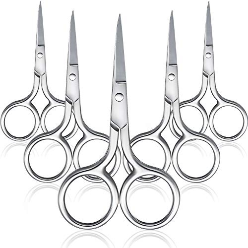 5 Pieces Small Straight Tip Nose Hair Scissor for Grooming, Stainless Steel Multi-Purpose Beauty Grooming Scissors for Facial Hair Removal and Mustache Beard Eyebrows Ear Nose Trimming(Silver)