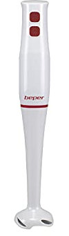 BEPER P102FRU003 Eintauchmischer ABS, Stabmixer 400W, Edelstahlklingen, Turbofunktion, Smoothies, Suppen, Joghurt, Saucen, Babynahrung Weiß