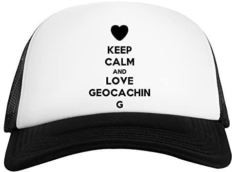 Keep Calm and Love Geocaching Gorra De Béisbol Unisex Blanca Negra White Black Baseball Cap