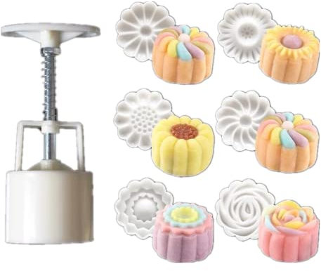 Mondkuchenform, 6 Stück Mondkuchenform, 3D Blumenmuster Muster Form Set, Mitte Herbst Festival DIY handgepresstes Mond Kuchen Gebäck Backwerkzeug 50g