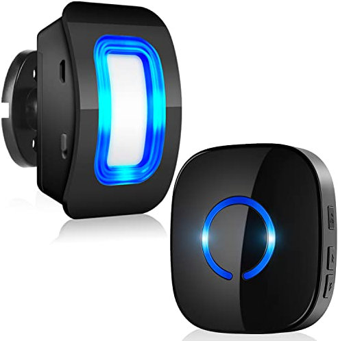 Bewegungsmelder Alarm Durchgangsmelder Funk Türklingel Katzenklingel Erfassungsbereich 4-5M 110° Drahtlose Übertragungsdistanz 110-140M für Haus, Geschäft, Büro (1*Bewegungsmelder 1*Empfänger)