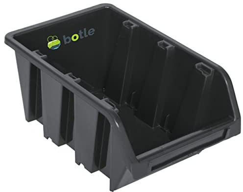 Staplingsbox, 10 st, stapellådor, sorteringslåda, låda, 12 x 19,5 x 9 cm, svart | verkstad, stapellådor, plast, förvaringslådor, stapelbara