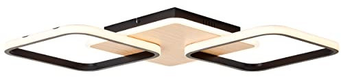 Brilliant Dennet LED Deckenleuchte 62x62cm 2flg schwarz/holz, Aluminium/Kunststoff, 1x LED integriert, 40 W, (Lichtstrom: 4800lm, Lichtfarbe: 3000K)