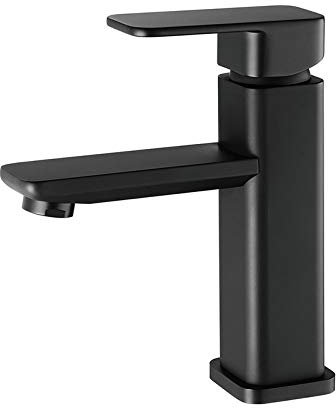 SHUGUANG Bathroom Faucet Single Handle Bathroom Sink Faucet Countertop Installation, Basin Mixer Tap Hot and Cold Adjustable, for Kitchens, Washstand and Motorhomes, Brass, Black,style 1