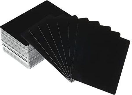 PATIKIL 100Pack Metall Business Karten Leer 0.45mm Dick 3.4x2.1 Aluminum Lasergravur Druckbare Namenskarte für Kunden DIY Schwarz