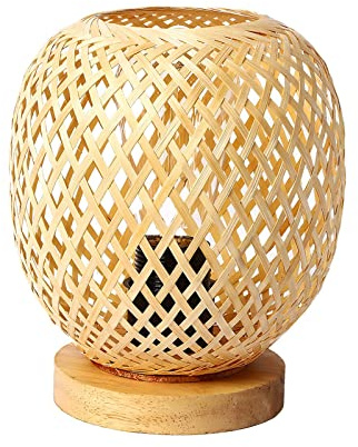 Rattan-Tischlampen im japanischen Stil, Schreibtischlampe, Ausrüstung, Ornament mit Holzsockel, modern, rustikal, für Nachtfotografie, Zuhause,