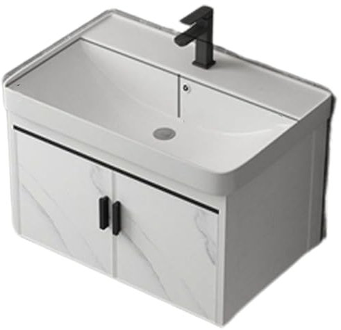 CASEGO Wall-mounted Washbasin Deepening Ceramic Basin Surface Double Temperature Faucet Home Bathroom Washbasin Cabinet Combination (70CM)