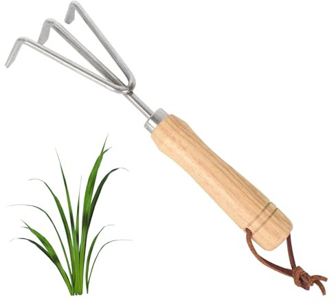 Griffe de Jardin 3 Dents, Griffe Piocheuse de Jardin, Griffe de Jardinage à Main, Cultivateur de Jardin Manuel, Griffe à 3 Dents, Acier Inoxydable, pour Ameublir et Aérer Le Sol, 27 CM
