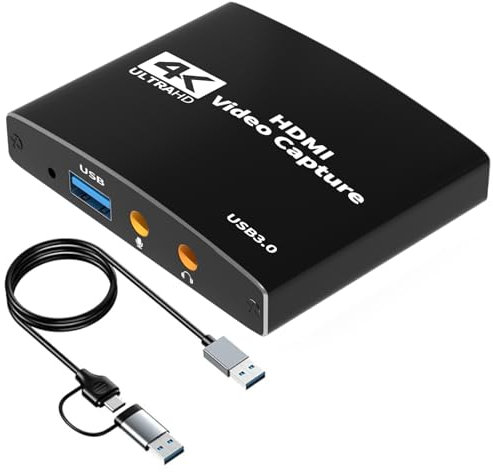 AMANKA 4KCapture Card,USB 3.0 Video Capture Card,1080P 60FPS Game Capture Card für Streaming Work Kompatibel mit Ps5/Switch/OBS/PC/Camera