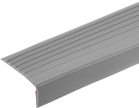QUARKZMAN 3.2Ft Profilo per Scale, Protezione Autoadesiva Bordi Scale Pvc 2.5 mm Bordo per Scale Forma L Bordi per Scale Bordi per Scale per Esterni Interni, Grigio