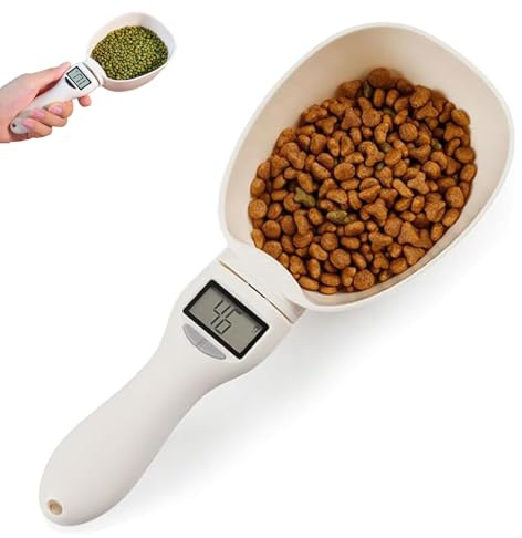 Food Measuring Scoop Scale, Polygons Measuring Scoop Scale, Digital Measuring Spoon for Kitchen/Pet Food, Weighing Spoon Scale 800g / 0.1g High Precision, with Adjustable Scale & LCD Display (1 Pack)