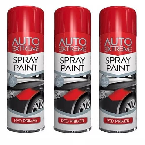 Elito Home & Garden Auto Aerosol Spray Paint for Restore Metal Car Bike Primer Matt Gloss Satin Lacquer 400ml (3 X Red Primer Spray 400ml)