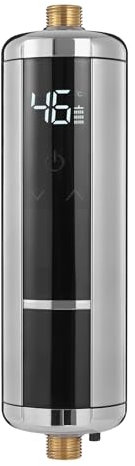 Calentador de agua eléctrico instantáneo, 220 V, 5500 W, mini calentador de agua instantáneo sin depósito, apto para cocinas y baños restaurantes (color plata)