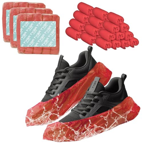 TYGA STORE 300 Pieces Disposable Shoe Covers - Red