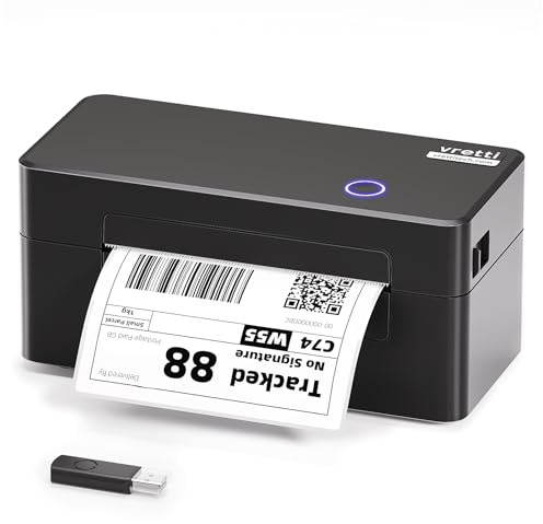 vretti DB402 Thermal Label Printer, 4x6 Shipping Label Printer for Small Business, Compatible with Android, iOS, Windows, Mac OS, Stable for Amazon, Royal Mail, Hermes, Shopify