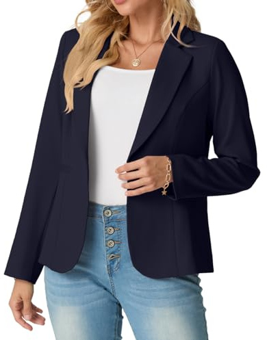 GRECERELLE Womens Blazer Suit Long Sleeve Ladies Jackets Casual Elegant Work Office Blazers Work,Wedding with Buttons Pockets for Women UK 8-20