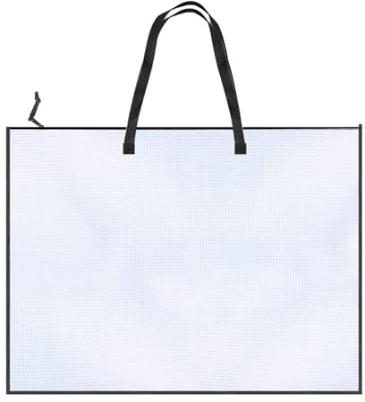 Ruwshuuk konstnärsväska, 48 x 63 cm arrangör med dragkedja för målredskap | med handtag, transparent transportmapp förvaring för skola studier resor