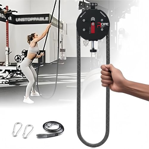 Kabelmaskin för Gym, Repklättringsmaskin med Rem och Lås, Justerbart Motstånd, 4m Sluten Nylonrep, för Muskeluthållighet, Fysisk Träning Av övre Extremiteter, Aerob Träning Red