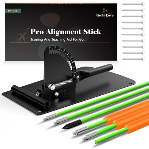 GoIfLove Golf Alignment Sticks Holder, Golf Training Aid with Alignment Sticks & Protective Padding, Swing Trainer Practice Teaching Aid, Golf Gifts for Men Women