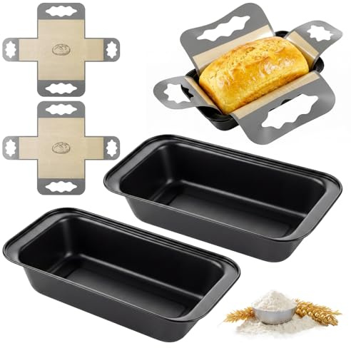 Hejo Molde para Pan Juego de 2, Moldes Reposteria Antiadherente, Molde Bizcocho Horno con 2 Tapetes para Hornear, Rectangular Moldes para Tostadas y Bizcochos