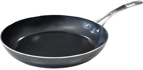 Kyocera Keramikpanna, stekpanna med keramisk non-stick beläggning, 24 cm, fri från PFAS/PTFE, rostfritt stålhandtag, lämpligt för alla typer av spisar, CFP-L09