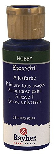Rayher Acrylfarbe, ultrablau, Allesfarbe matt, Flasche 59 ml, hochpigmentierte, cremige Allzweckfarbe, sehr gute Deckkraft, lichtecht, farbintensiv, wasserfest, schnell trocknend, 38000384