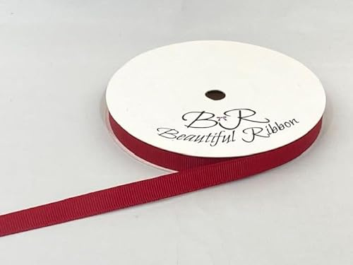 1 Full Roll Reel of 10mm x 20 metres Grosgrain Ribbed Ribbon Dark Red Double Sided 10 mm 3/8 1cm