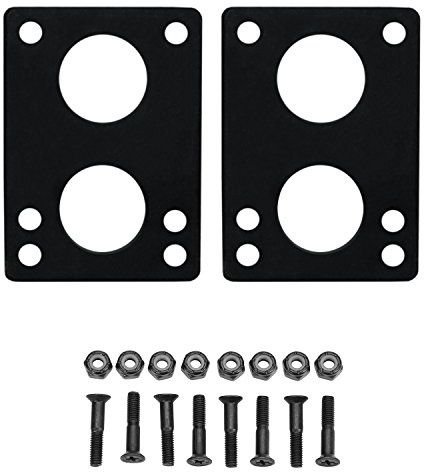 Longboard Riser Pads and Hardware 1/4 (6mm) Black Risers and 1 1/2 Bolts