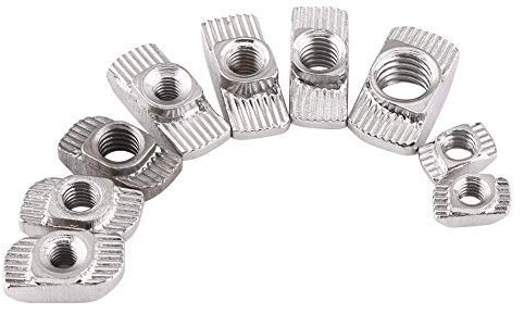 50Pz T-Scanalatura Dado Femmina d'Argento in Acciaio al Carbonio Placcato Zincato M5 Standard Europeo Profilo in Alluminio per Estrusione(EU20-M5 × 10 × 6)