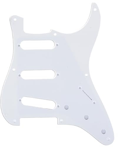 Musiclily Pro 8-Hole 50s 57 Vintage Style Strat SSS Guitar Pickguard for American Stratocaster, 1Ply White