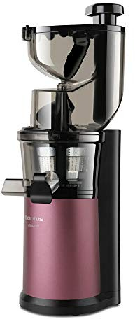 Taurus Liquafruits - Centrifuga a 2 velocità, sistema antigoccia, filtro rimovibile in acciaio inox, colore: nero e grigio [classe di efficienza energetica a_plus] Slow Juicer - 60 rpm nero/rosso