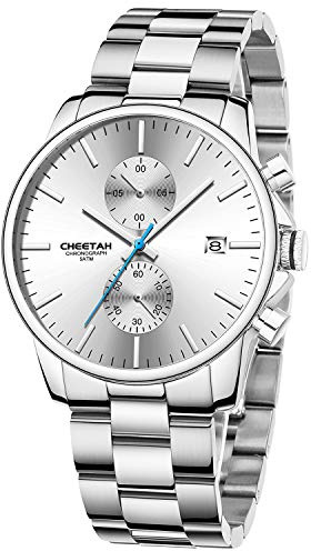 Affute Uhren Herren mit lässiger wasserdichter Chronographen Quarzuhr aus Edelstahl und Metall, Auto Date in farbenfrohen Zeigern