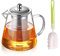 Teiera in vetro con infusore in vetro resistente al calore, con infusore rimovibile, in vetro borosilicato trasparente, per tè e foglie in fiore, Vetro Borosilicato vetro, 550ML