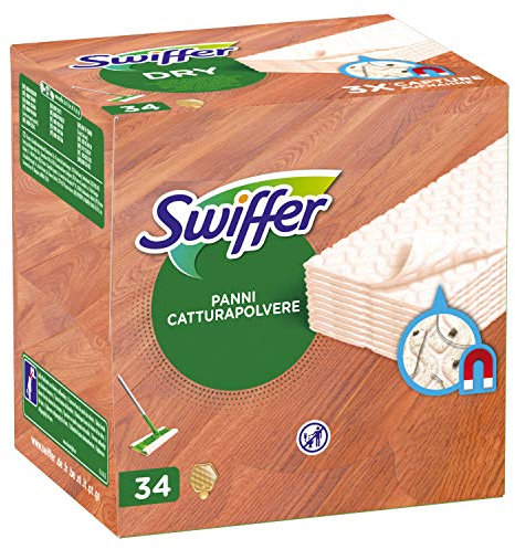 Swiffer Replacement Broom Cloths Great For Parquet 34 Pieces, For Capturing And Trapping 3 Times More Dust, Dirty And Hair Than A Traditional Broom