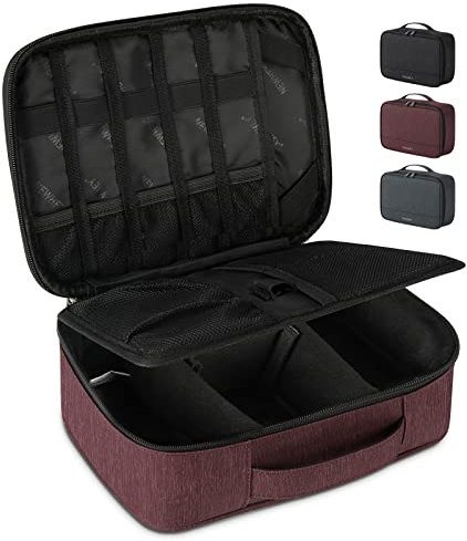 NEWHEY Kabel Organizer Tasche Doppellagig Wasserdicht Gadget Elektronik Zubehör Reise Organizer Tasche für Kabel USB-Laufwerk Ladegerät Powerbank iPad Weinrot