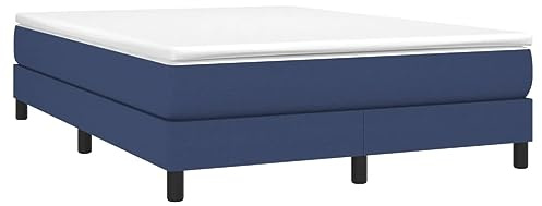 vidaXL Boxspring-sängram blå 140x200 cm tyg